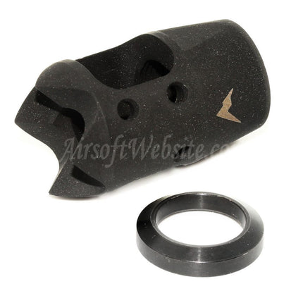 Cache-flamme PTS Rainier Arms MINI XT COMP pour fusils à canon fileté dans le sens des aiguilles d'une montre +14 mm CW Airsoft