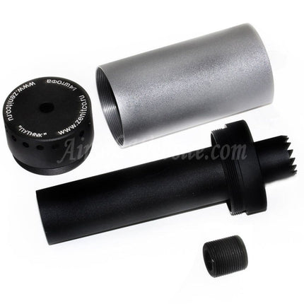 5KU 175mm DTK PUTNIK Mock Silencer Suppressor with +24mm CW Clockwise / -14mm CCW Counter-Clockwise Thread Adaptor Black/Grey