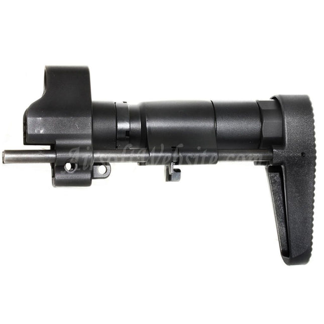 Crosse rétractable en aluminium CNC avec adaptateur pour fusils AEG CYMA Tokyo Marui série MP5, noir
