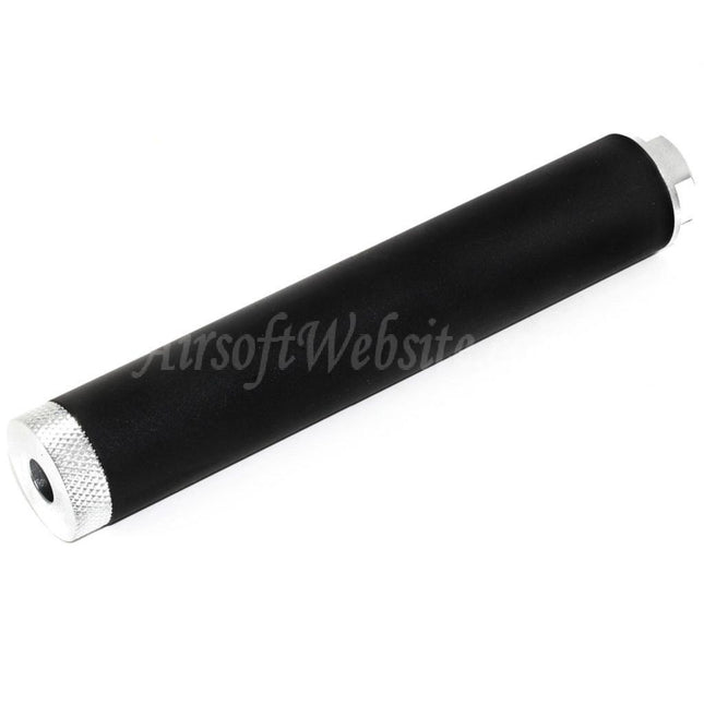 Silencieux double cloche 194 mm/204 mm x 35 mm pour fusils à filetage antihoraire -14 mm CCW Airsoft noir/argent