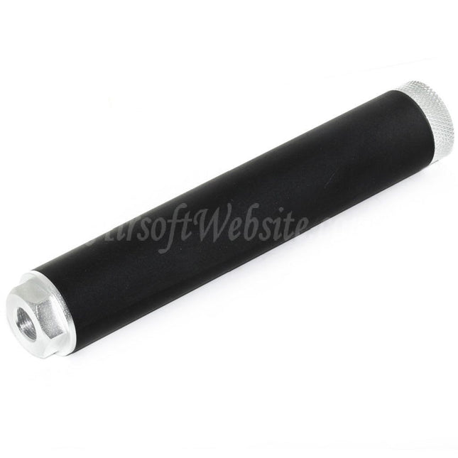 Silencieux double cloche 194 mm/204 mm x 35 mm pour fusils à filetage antihoraire -14 mm CCW Airsoft noir/argent