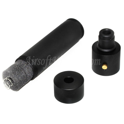 Silencieux double cloche 184 mm/214 mm x 44 mm MPX QD avec cache-flamme pour fusils à canon fileté antihoraire -14 mm CCW, noir