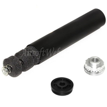 Silencieux double cloche 198 mm/204 mm x 43 mm pour fusils à filetage antihoraire -14 mm CCW Airsoft noir/argent