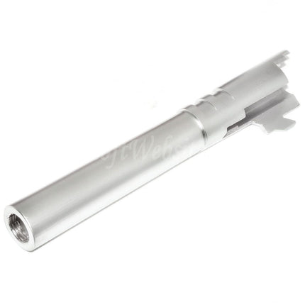 Canon extérieur en acier E&amp;C 5" 123/127 mm + 12 mm sens horaire pour pistolets E&amp;C Tokyo Marui Hi-Capa série 5.1 GBB, argent