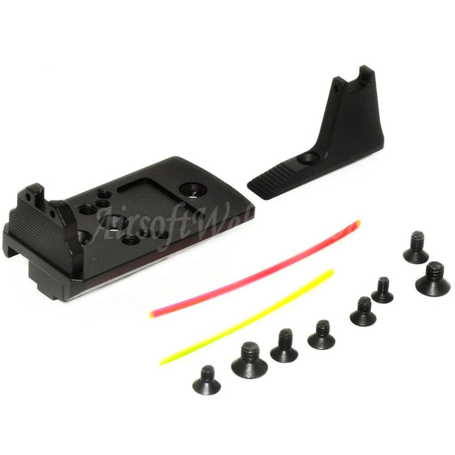 5KU Fiber Optic Front Rear Sight RMR Mount Base Adaptor For ACTION ARMY AAP01 GBB Pistols Airsoft