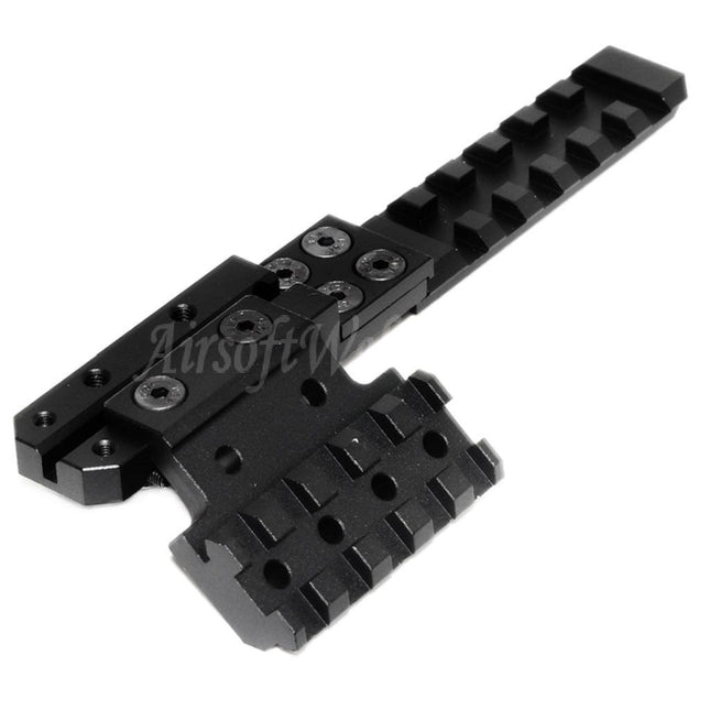 PPS CNC Aluminum Rear Sight Extended Rail Mount Set For AK Series AEG Rifles Airsoft Black