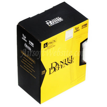 CYMA 6pcs Pack EMG Daniel Defense 230rd Polymer Mid-Cap Magazine for M4 M16 Series AEG Rifles Airsoft Black