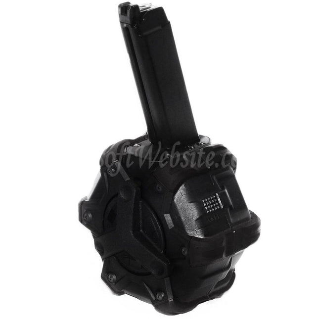WE (WE-TECH) 350rd Gas Drum Magazine for G17 G18C G-Series GBB Pistols Airsoft Black