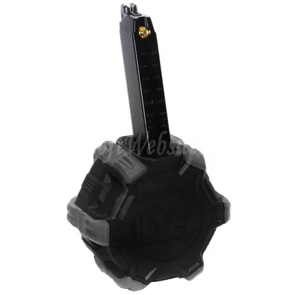 Chargeur à tambour à gaz WE (WE-TECH) 350 cartouches pour pistolets GBB G17, G18C, série G, Airsoft, noir