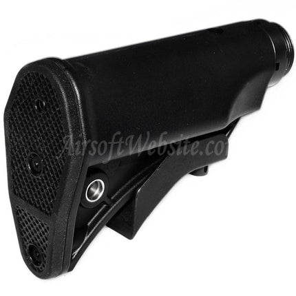 CYMA LWRCI Style Compact Retractable Stock with Stock Tube For Platinum Series MP5 AEG Rifles Airsoft Black