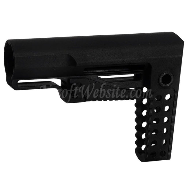 Crosse rétractable APS RS-4 avec support de sangle QD et paracorde pour fusils M4 AEG à tube tampon Airsoft Noir