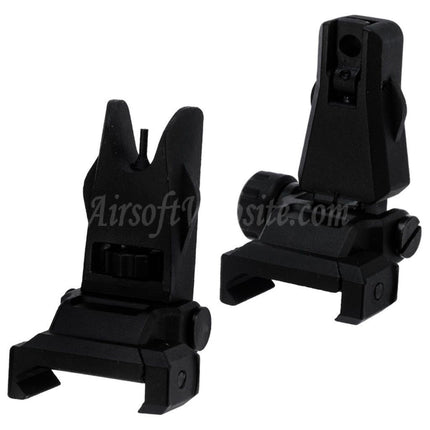 Viseur avant et arrière rabattable APS New Hawk pour fusils AEG M4/M16 avec rail Picatinny 20 mm 1913