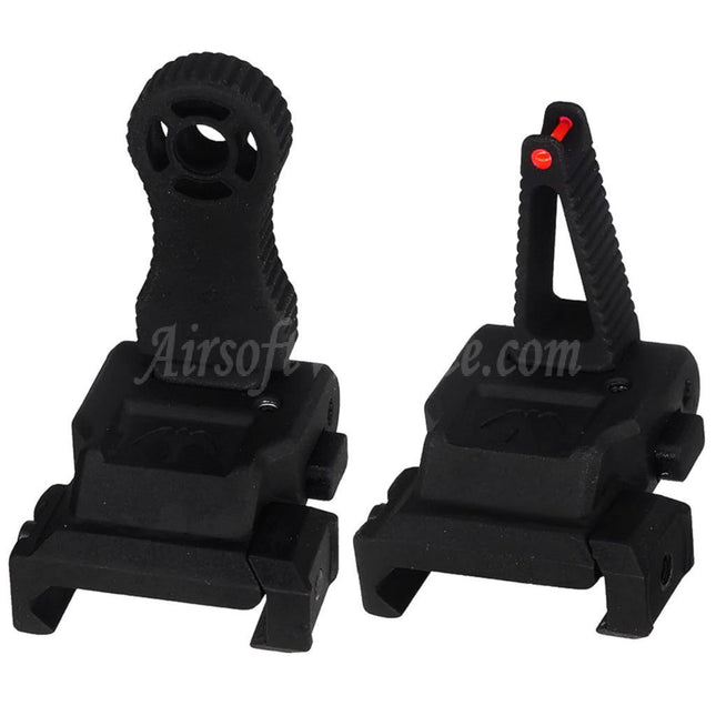 Viseur avant et arrière à fibre optique APS Falcon rabattable pour fusils AEG M4 M16 avec rail Picatinny 20 mm 1913