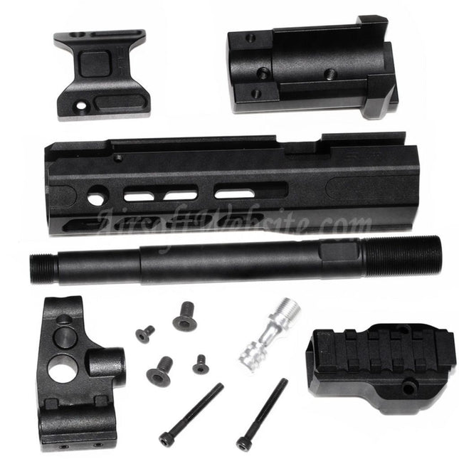 Dytac SLR Rifleworks ION Lite 165mm 6.5" Inches Extended M-LOK Handguard Rail System Kit with Outer Barrel For GHK AK Series GBB Rifles Airsoft Black