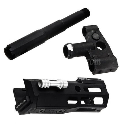 Dytac SLR Rifleworks 125mm 4.7" Inches Light M-LOK Extended Handguard Rail System Kit with Outer Barrel For Tokyo Marui AKM Series GBB Rifles Airsoft Black