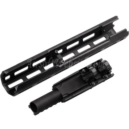 Hephaestus 10.5" Inches 265mm CNC Aluminum M-LOK Handguard with 20mm Railed Gas Tube For Tokyo Marui ZET System AK Series GBB Rifles Airsoft Black
