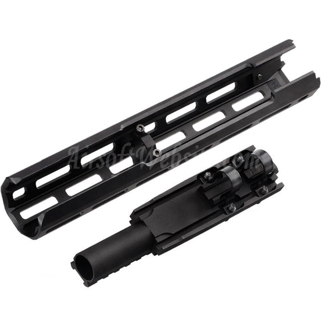 Garde-main Hephaestus 10,5 pouces 265 mm CNC en aluminium M-LOK avec tube à gaz de 20 mm pour fusils Tokyo Marui ZET System AK Series GBB Airsoft Noir