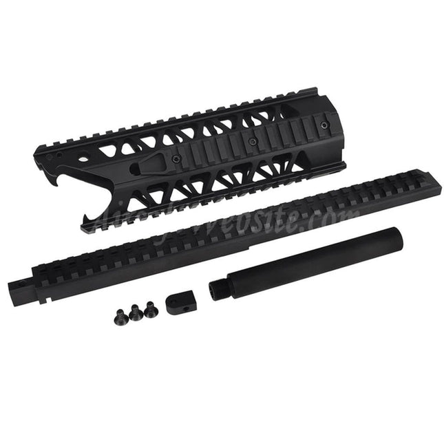 Système de rail de garde-main Army Armament 9 pouces à 4 côtés avec interface Keymod Raptor RAS pour fusils Army Armament R908 AUG AEG Airsoft, noir