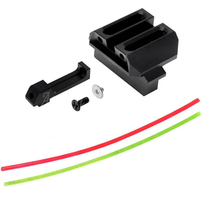 AIP Aluminum Front Rear Fiber Optic Fixed Carry Sight For Tokyo Marui G17 Series GBB Pistols Airsoft