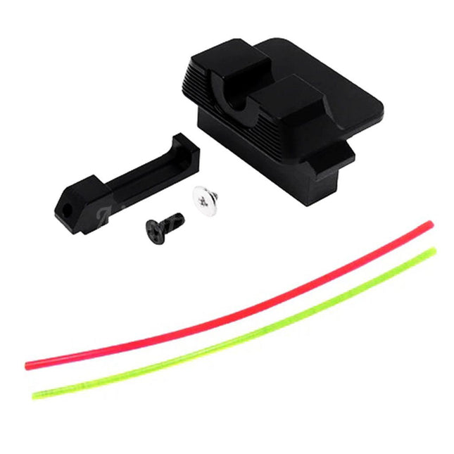 AIP Aluminum Front Rear Fiber Optic Combat Sight For Tokyo Marui G17 Series GBB Pistols Airsoft