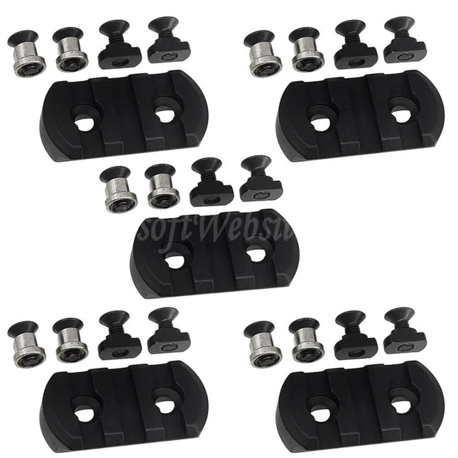 Airsoft Website 5pcs Aluminum 3-Slots Rail Section For M-LOK and KeyMod Handguard System Black