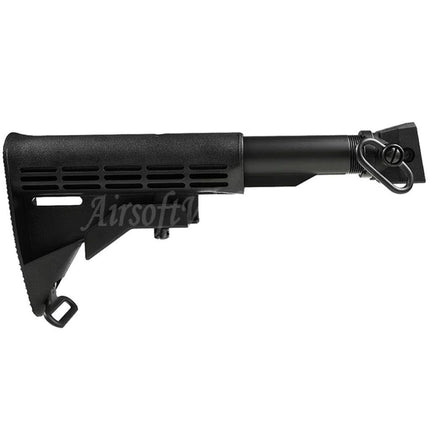 CYMA LE Style 6-Positions Retractable Stock with Stock Adaptor QD Sling Swivel Buffer Tube For AK Series AEG Rifles Airsoft Black