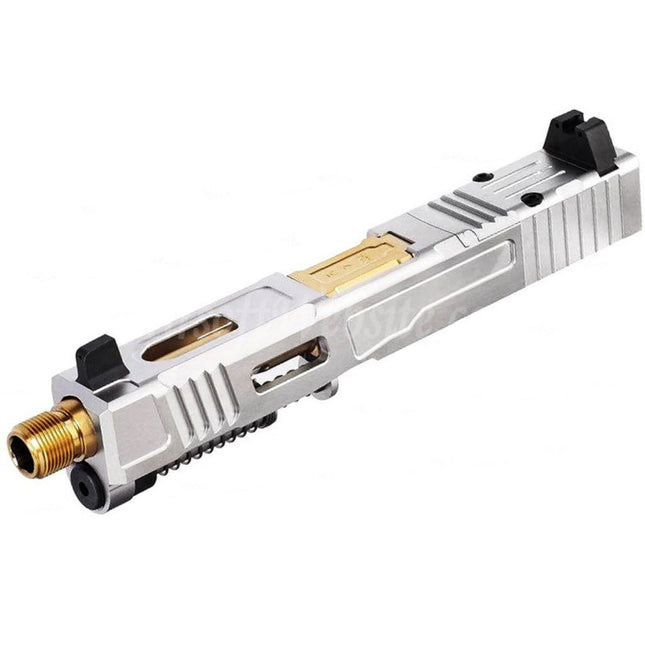 Ensemble complet de canon supérieur à glissière en acier inoxydable VFC CNC Fowler Industries MKII pour pistolets Elite Force VFC G19X G45 GBB Airsoft Argent