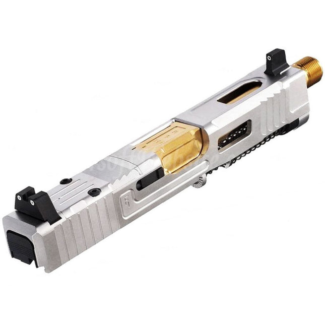 Ensemble complet de canon supérieur à glissière en acier inoxydable VFC CNC Fowler Industries MKII pour pistolets Elite Force VFC G19X G45 GBB Airsoft Argent