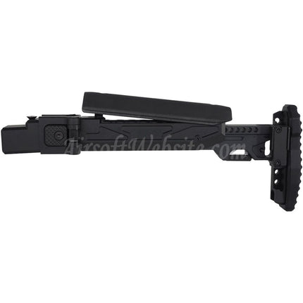 5KU KPYK Telescopic Folding Stock with Cheek Riser for GHK AKM V2 Series GBB Rifles Black