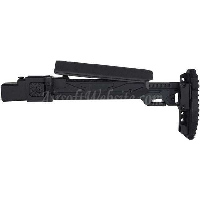 5KU KPYK Telescopic Folding Stock with Cheek Riser for GHK AKM V2 Series GBB Rifles Black