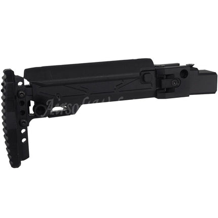 5KU KPYK Telescopic Folding Stock with Cheek Riser for GHK AKM V2 Series GBB Rifles Black