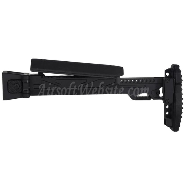 5KU KPYK Telescopic Folding Stock with Cheek Riser for Tokyo Marui AKM Series GBB Rifles Black