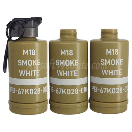 APS HAKKOTSU 3er Thunder B Co2 Sound-Granate M18 Rauch Weiße Granatenhülle mit Kern und Flaschen-Paket