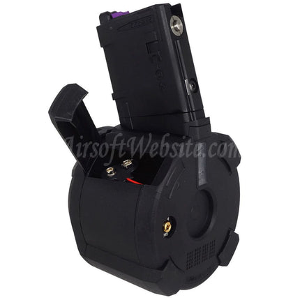 CYMA 500rd Electric Sound Control Winding Gas Drum Magazine Suitable For CYMA CGS Tokyo Marui M4 Series MWS GBB Rifles Airsoft Black