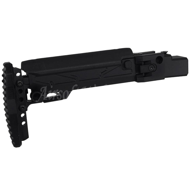 5KU KPYK Telescopic Folding Stock with Cheek Riser for GHK AKM V3 Series GBB Rifles Black