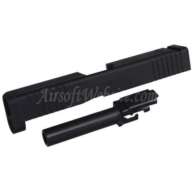 Bomber Airsoft CNC Aluminum Wilson Combat Style Slide Barrel Set For Tokyo Marui G19 Gen4 Series GBB Pistols Black
