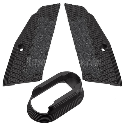 5KU CNC Aluminum Anti Slip Short Grip Cover Panel and Magwell For KJ Works ASG CZ Shadow2 Series GBB Pistols Airsoft