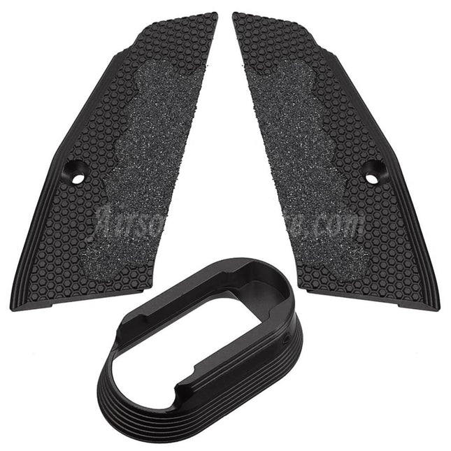 5KU CNC Aluminum Anti Slip Short Grip Cover Panel and Magwell For KJ Works ASG CZ Shadow2 Series GBB Pistols Airsoft