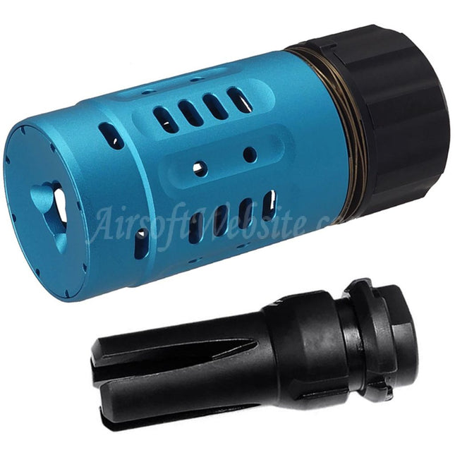 5KU Pyro Enhanced Muzzle Brake with 4-Prong Flash Hider -14mm CCW Counter-Clockwise Thread