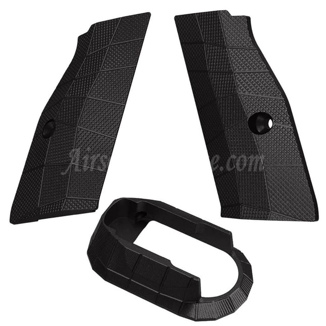 5KU CNC Aluminum LOK Style Anti Slip Short Grip Cover Panel and Magwell For KJ Works ASG CZ Shadow2 Series GBB Pistols Airsoft