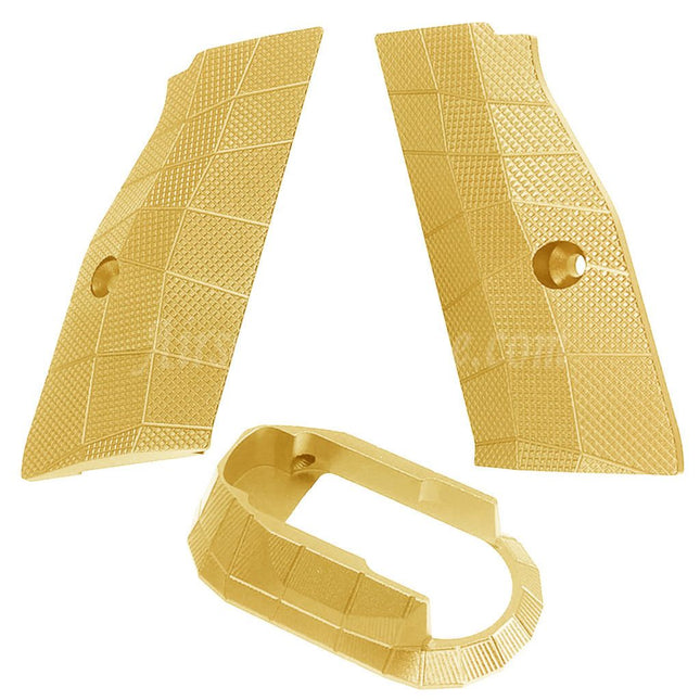 5KU CNC Aluminum LOK Style Anti Slip Short Grip Cover Panel and Magwell For KJ Works ASG CZ Shadow2 Series GBB Pistols Airsoft