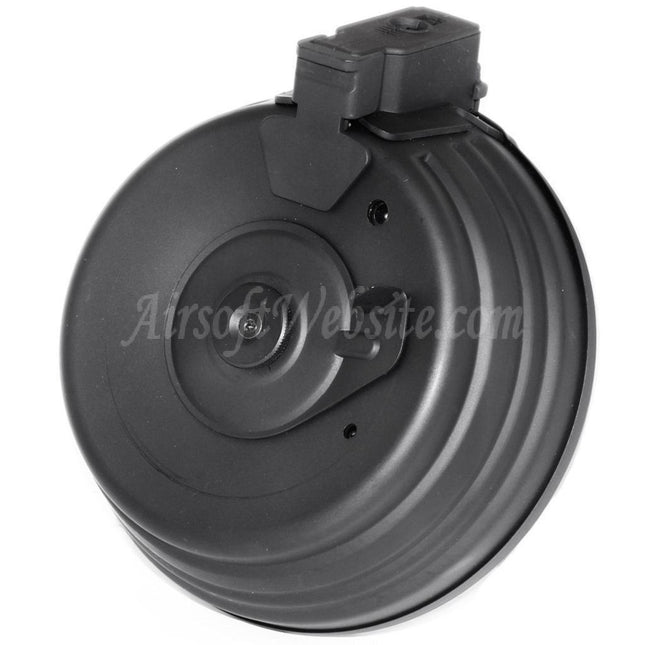 CYMA 2500rd Sheet Steel Wired & Sound Control Electric Drum Magazine With EU 220v Plug Charger For AK Series AEG Rifles Airsoft Black
