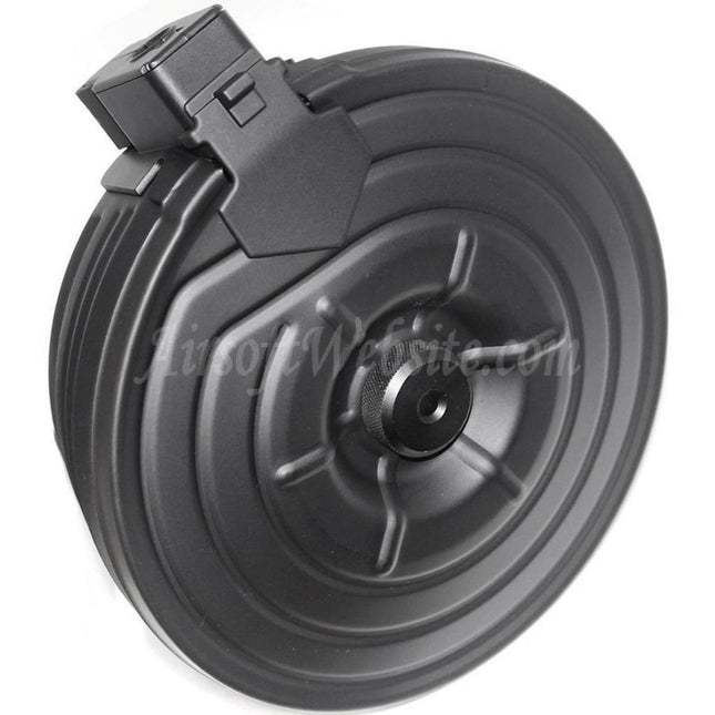 CYMA 2500rd Sheet Steel Wired & Sound Control Electric Drum Magazine With EU 220v Plug Charger For AK Series AEG Rifles Airsoft Black