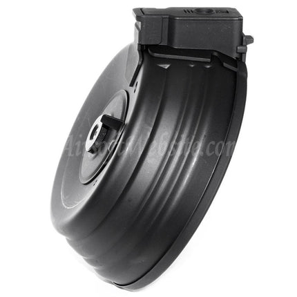 Chargeur à tambour électrique CYMA 2 500 cartouches en tôle d'acier avec câble et contrôle sonore, avec prise EU 220 V et chargeur pour fusils AEG de la série AK, noir