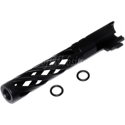 5KU 5" Inches 123/127mm CNC Tornado Spiral Hollow Outer Barrel +11mm CW for Armorer Works AW WE-TECH Tokyo Marui Hi-Capa 5.1 GBB Pistols Airsoft