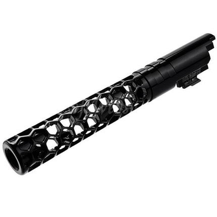 Canon extérieur Dr. Black en aluminium CNC 6063 de 5 pouces (125 mm) de style Favos + 11 mm de rotation dans le sens des aiguilles d'une montre pour pistolets Armorer Works AW WE-TECH Tokyo Marui Hi-Capa série 5.1 GBB Airsoft